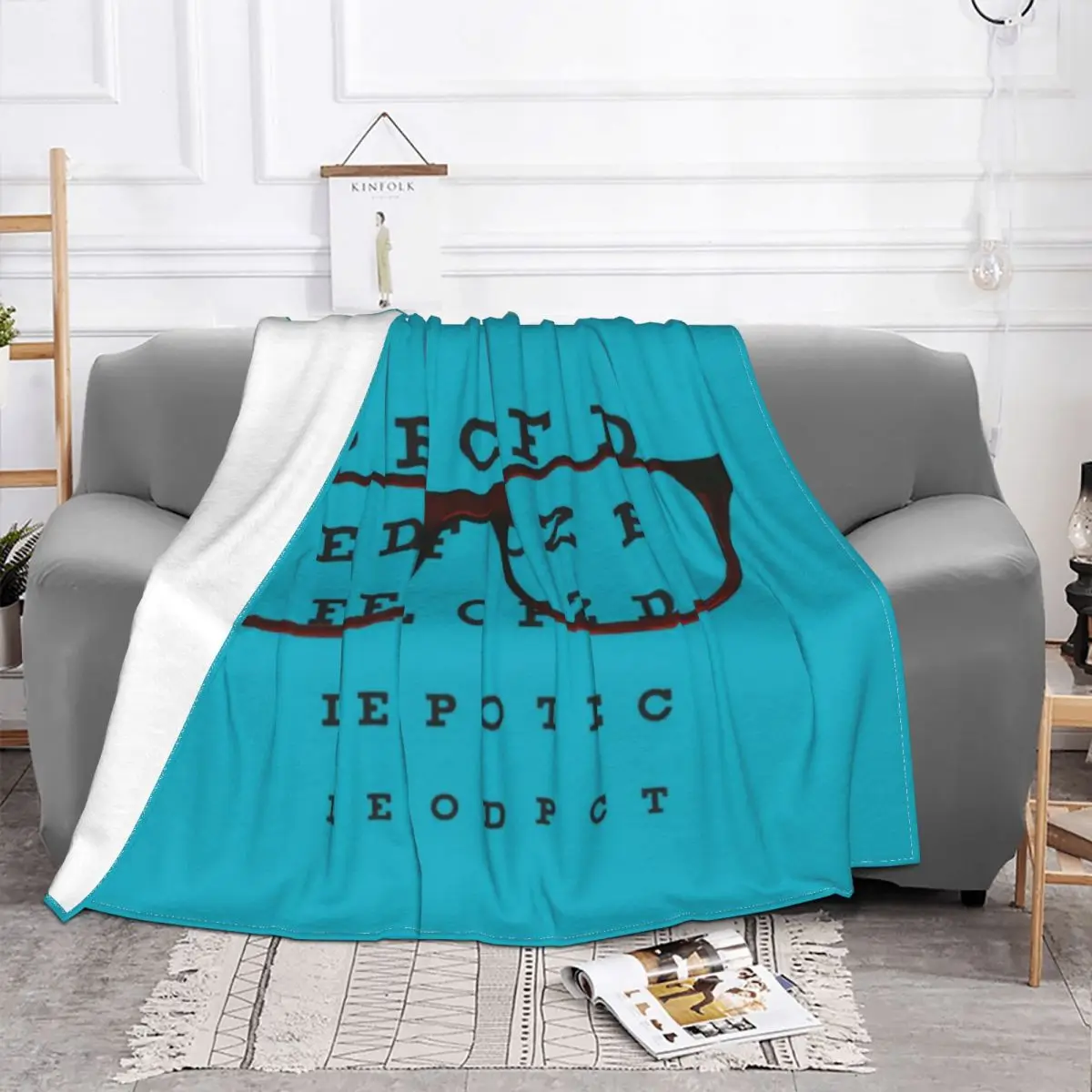 Glasses With Eye Test Chart Blanket Warm Fleece Soft Flannel Optician Optometrist Throw Blankets for Bedroom Couch Car Spring