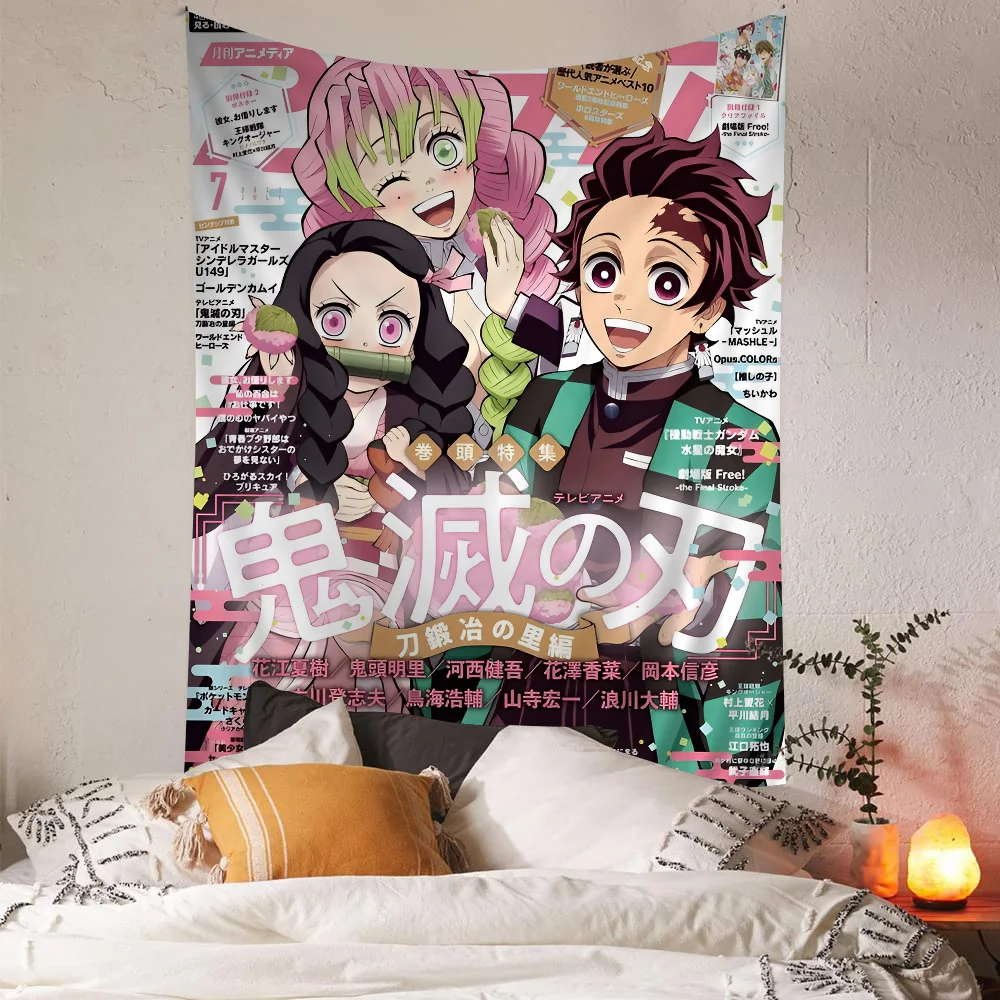 Anime Demon Slayer Anime Tapestry Indian Buddha Wall Decoration Witchcraft Bohemian Hippie Wall Hanging Sheets