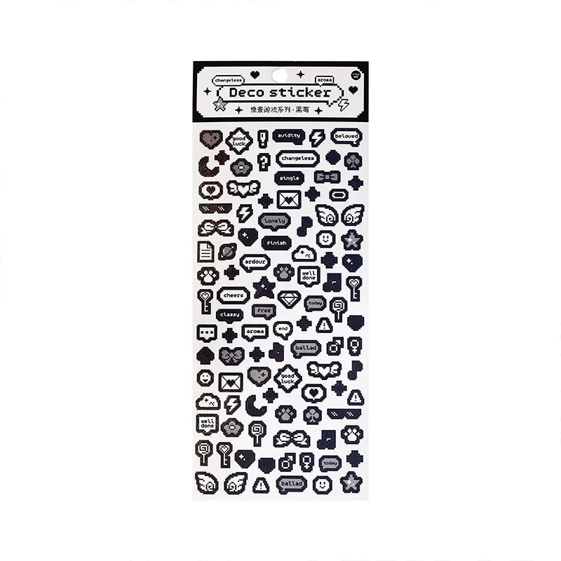 Korea Ins Cute Pixel Dialog Series Decorative Sticker Hand Account Idol Card DIY Material Sticker Personalized Kawaii Stationery