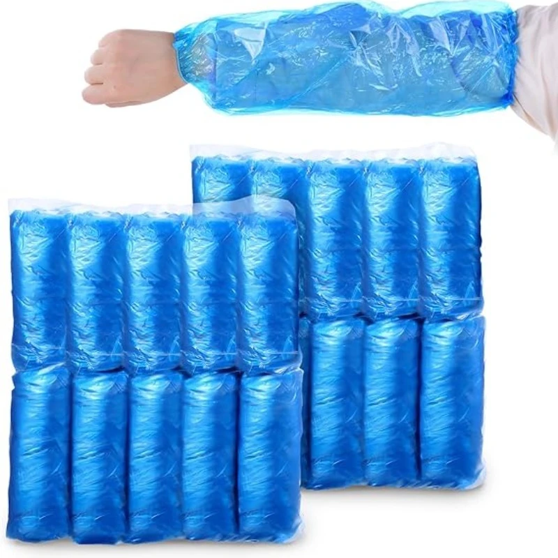 50 Thickened Blue Arm Sleeves, Splash-proof, Made of Transparent Material, Dust-proof and Oil-resistant, Durable