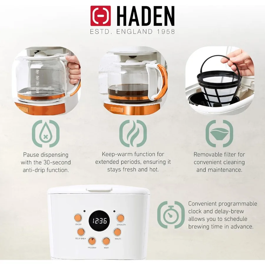 ماكينة صنع القهوة بالتنقيط سعة 12 كوبًا مع غلاية كهربائية من الفولاذ المقاوم للصدأ سعة 1.7 لتر للاستخدام المنزلي والمكتب مثالية للتجمعات الكبيرة وال Da