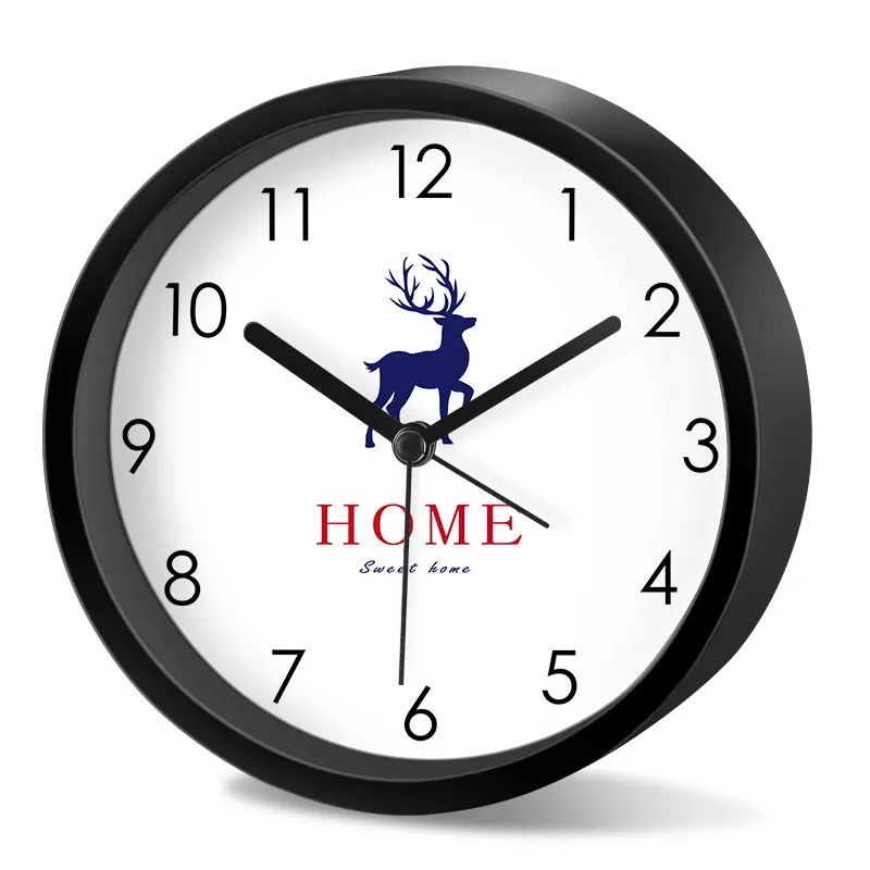 Deer Silent Alarm Clock Battery Operated Quartz Clock with Watercolor Flower Bird Design Desk Clock for Bedroom Living Room