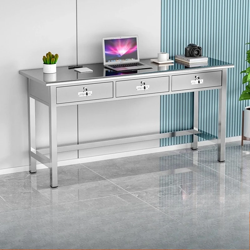 

304 stainless steel desk computer desktop table with drawers workshop rectangular worktable console