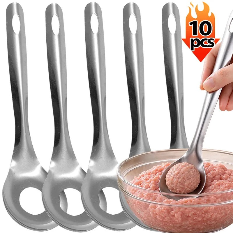 1/10Pcs Stainless Steel Meatball Maker Scoop Meatball Mold Spoon Food Grade Kitchen Tool for Making Meatballs Fish Balls Cooking