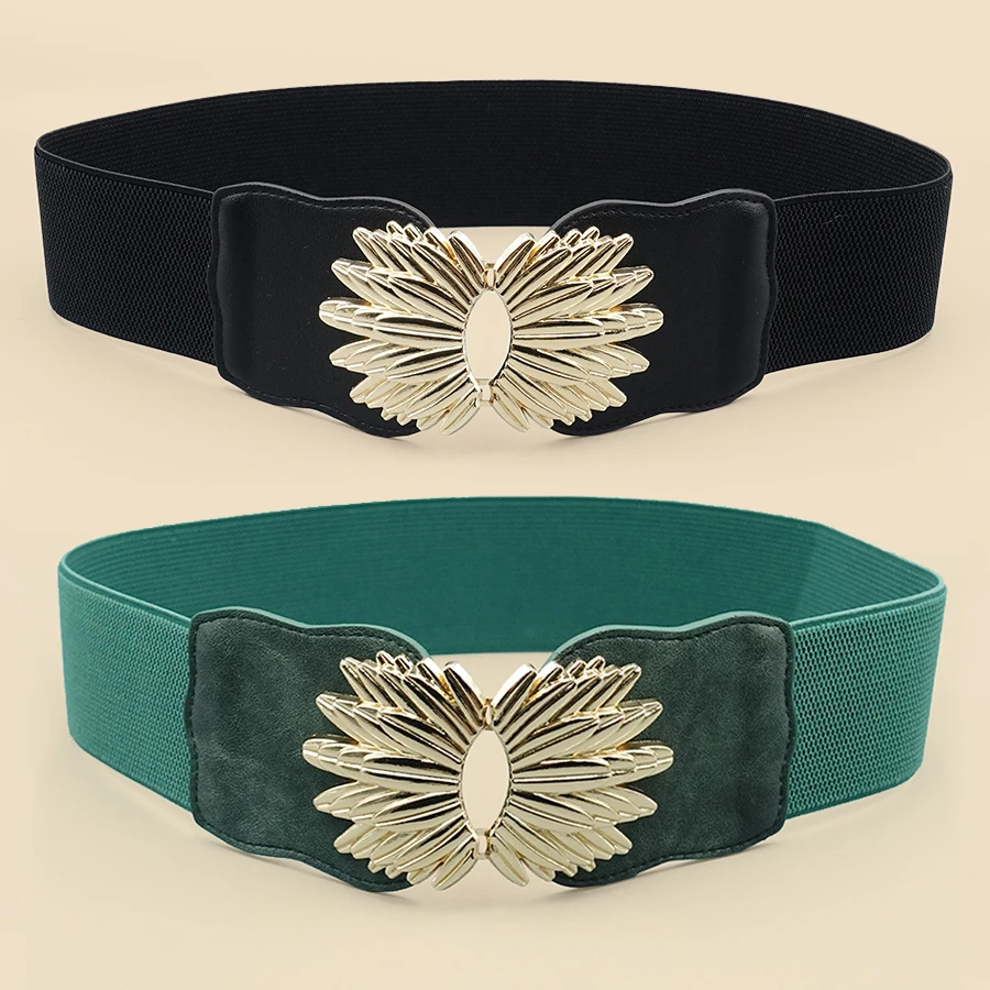 ยืดหยุ่นสูงเข็มขัดผู้หญิงยืดหยุ่น Bohemian Elastic PU เข็มขัดผู้หญิงยืดหยุ่นเข็มขัดเอวกางเกงยีนส์ชุดยืดหยุ่นเข็มขัดกว้าง