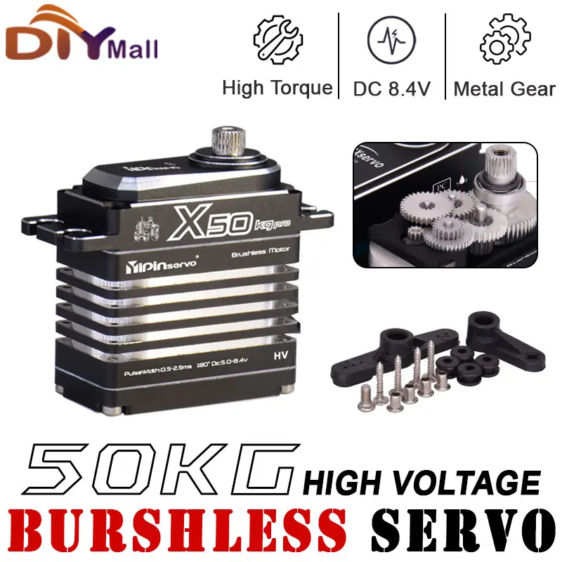 

GX Yipin X50 Pro 50KG HV Servo Waterproof IPX8 Digital Brushless Motor for 1/8 1/10 RC Cars/Crawlers With 25T Metal Gear