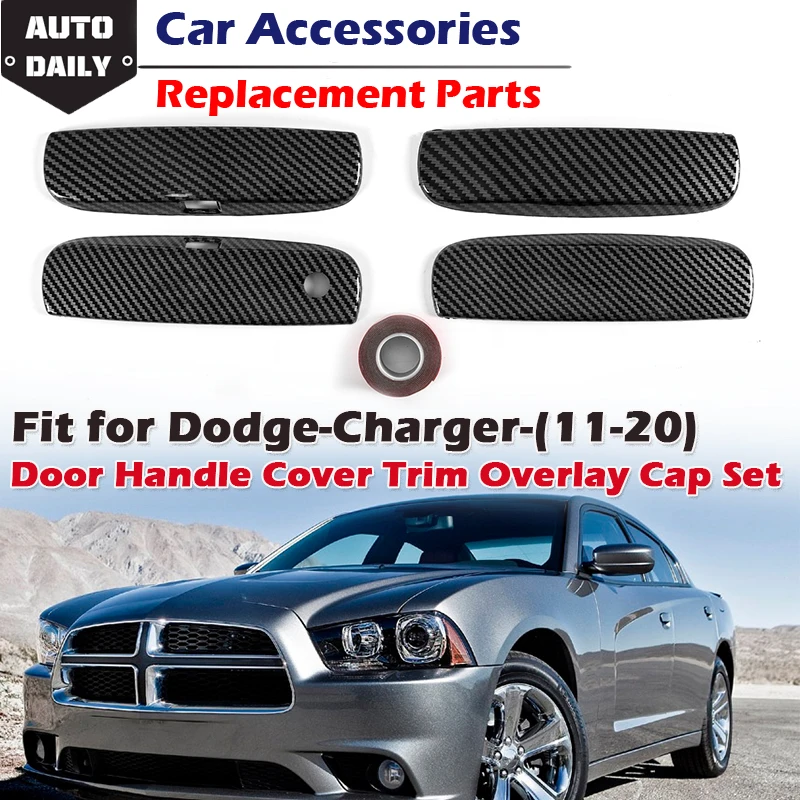 

4 шт., защитные наклейки на ручки автомобиля, из углеродного волокна Подходит для зарядных устройств Dodge 2011 - 2020