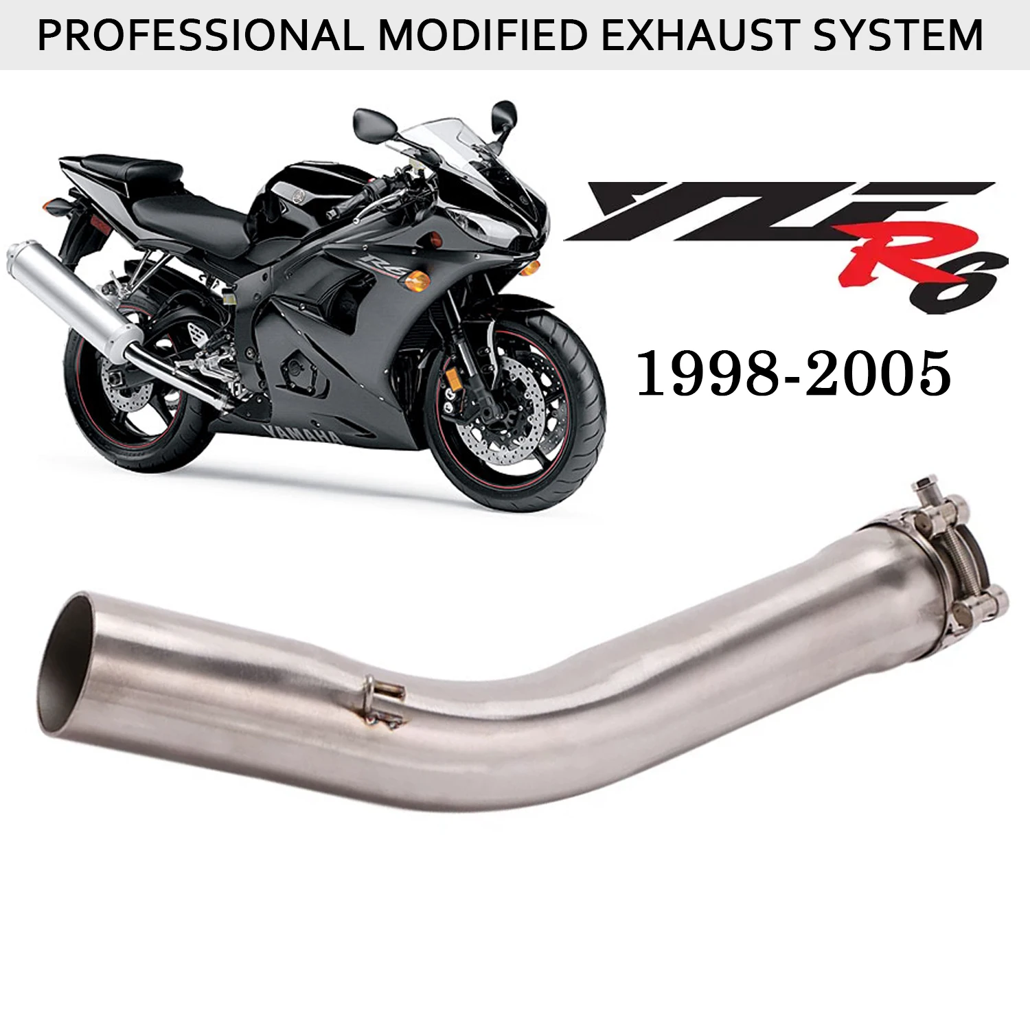 YZF-R6 Motorcycle Exhaust System For Yamaha YZF-R6 R6 1998-2005 Motorcycle Link Middle Pipe System Muffler Front Header Pipe
