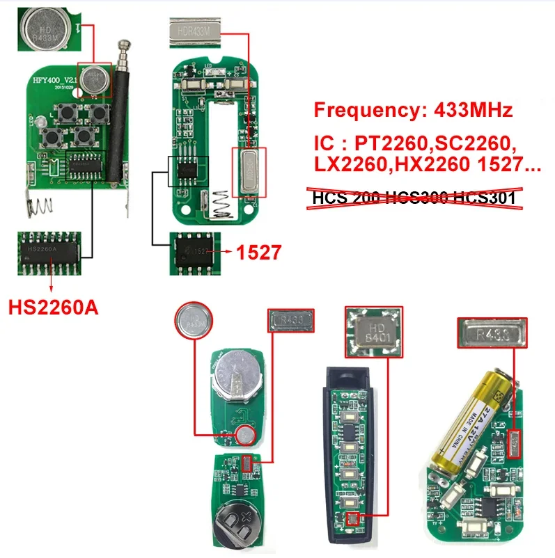 Imagem -05 - Controle Remoto sem Fio rf 433mhz Código de Cópia Duplicador de Portão de Garagem 433 Mhz Chave Abridor Remoto