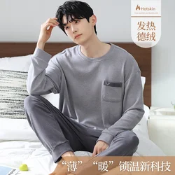 Big Size L-5XL Autumn Winter Warm Nightwear Mens Pajamas Casual Long Tops Pant Pyjamas Thin Velvet Sleepwear Pijamas Pjs Homme