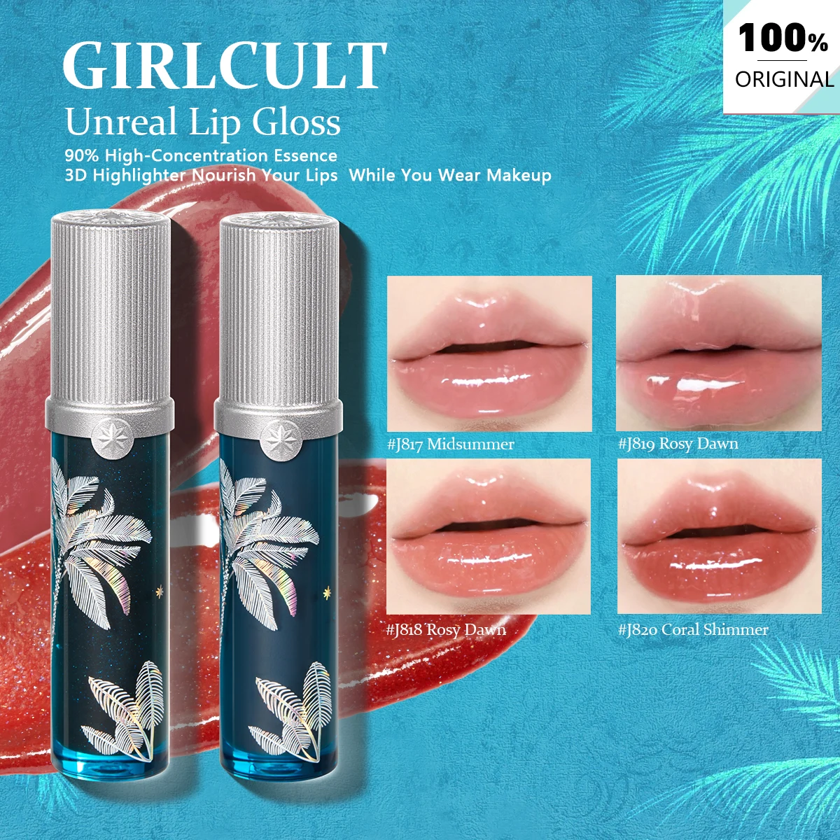 Giricult Unreal Lip Gloss J8 Series​,Lightweight & Non-Sticky,Plumping Effect,Long-Lasting Moisture,Lip Brightening,Holiday Gift