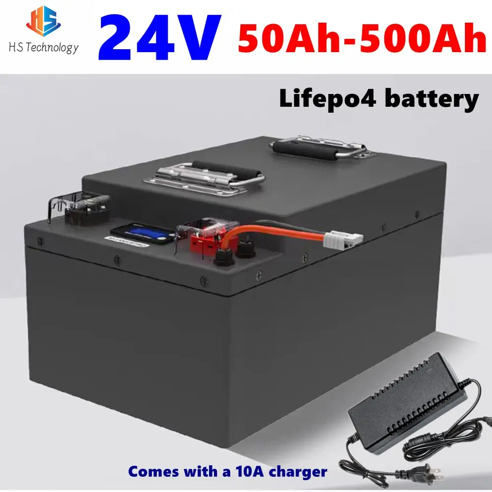 HS 24V Lifepo4 Battery 100Ah 50Ah 150Ah 200Ah 300Ah 400Ah 500Ah LIthium Batterie for 2KW 5KW Inverter Backup Power Solar System