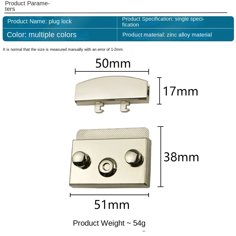 Leathercraft Hardware Accessory Alloy Press Push Lock Square Large Size Bag Briefcase Spring Lock Snap Decorative Clasps Closure