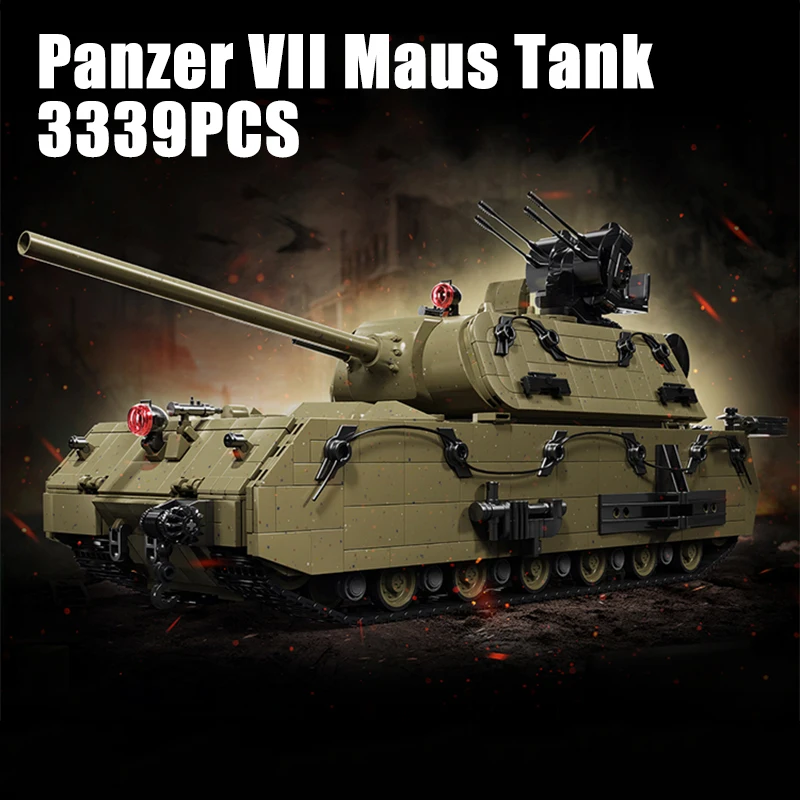 

3339PCS Panzer VII Maus Tank Building Blocks Toys Sets Military Armored Car Bricks Model Ornaments Birthday Gifts For Kids Adult