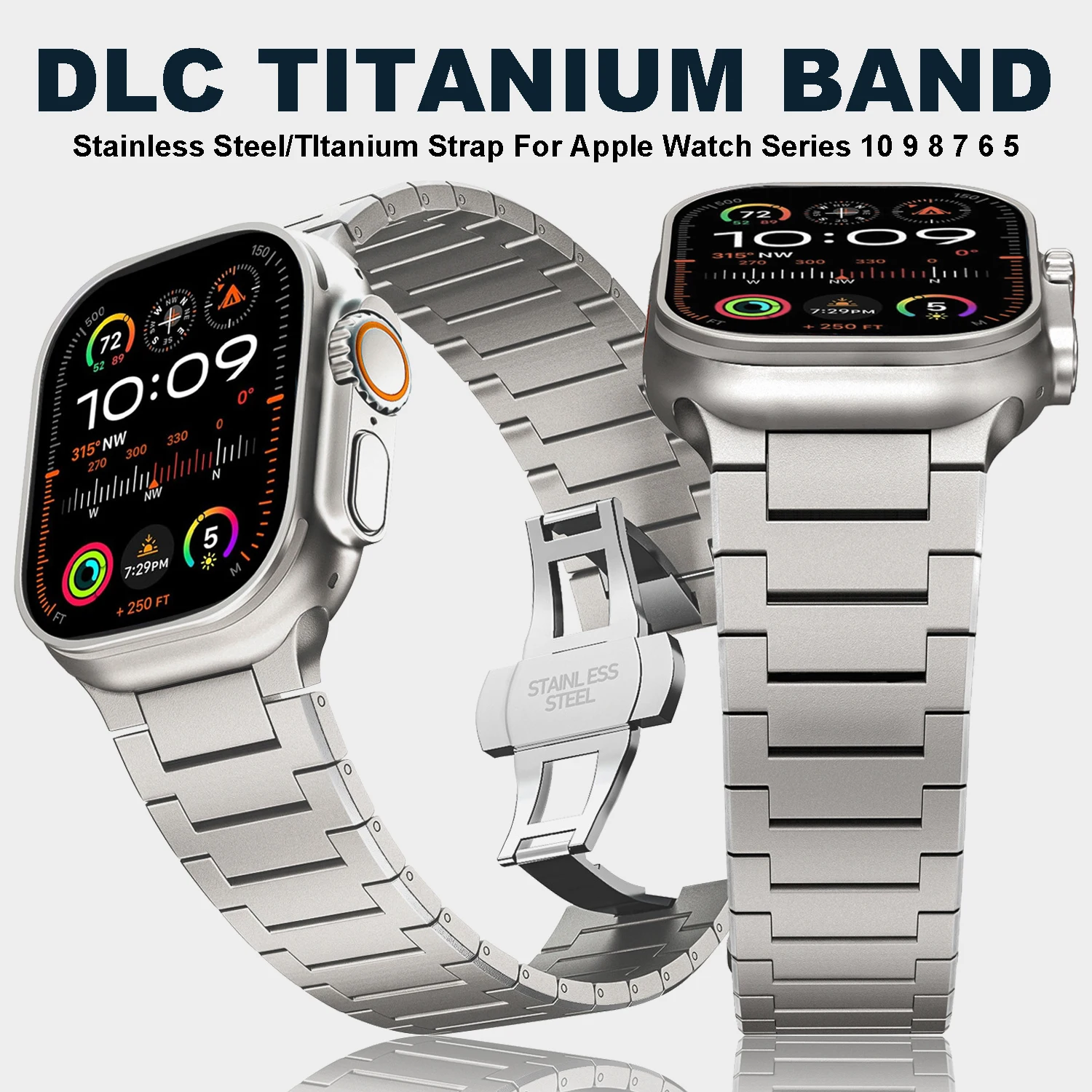 

Titanium Strap for Apple Watch Ultra 2 49mm Band Series 10 46mm 8 9 7 se 6 5 4 Watchband for iWatch ultra 49 44mm 45mm Bracelet