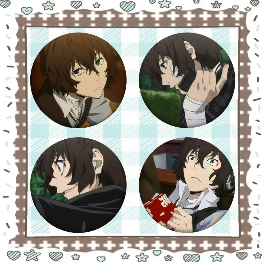 Bungo Stray Dogs Osamu Dazai Anime Badge Tinplate Meme Round Brooch For Hat Bag Creative Lapel Jewelry Accessories Gifts