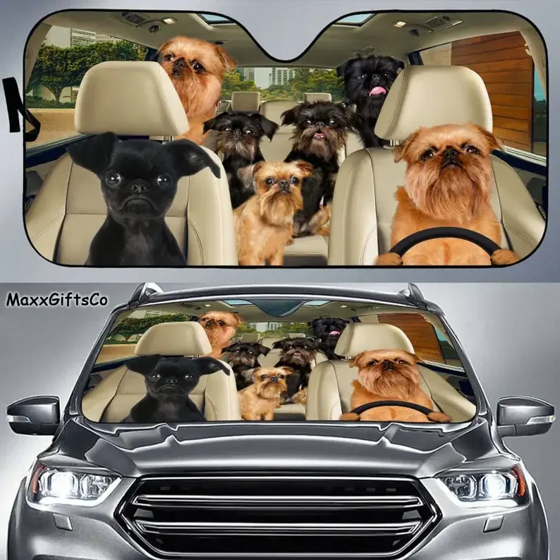 Brussels Griffon Car Sun Shade, Brussels Griffon Windshield, Dogs Family Sunshade, Dogs Car Accessories, Car Decoration, Gift Fo