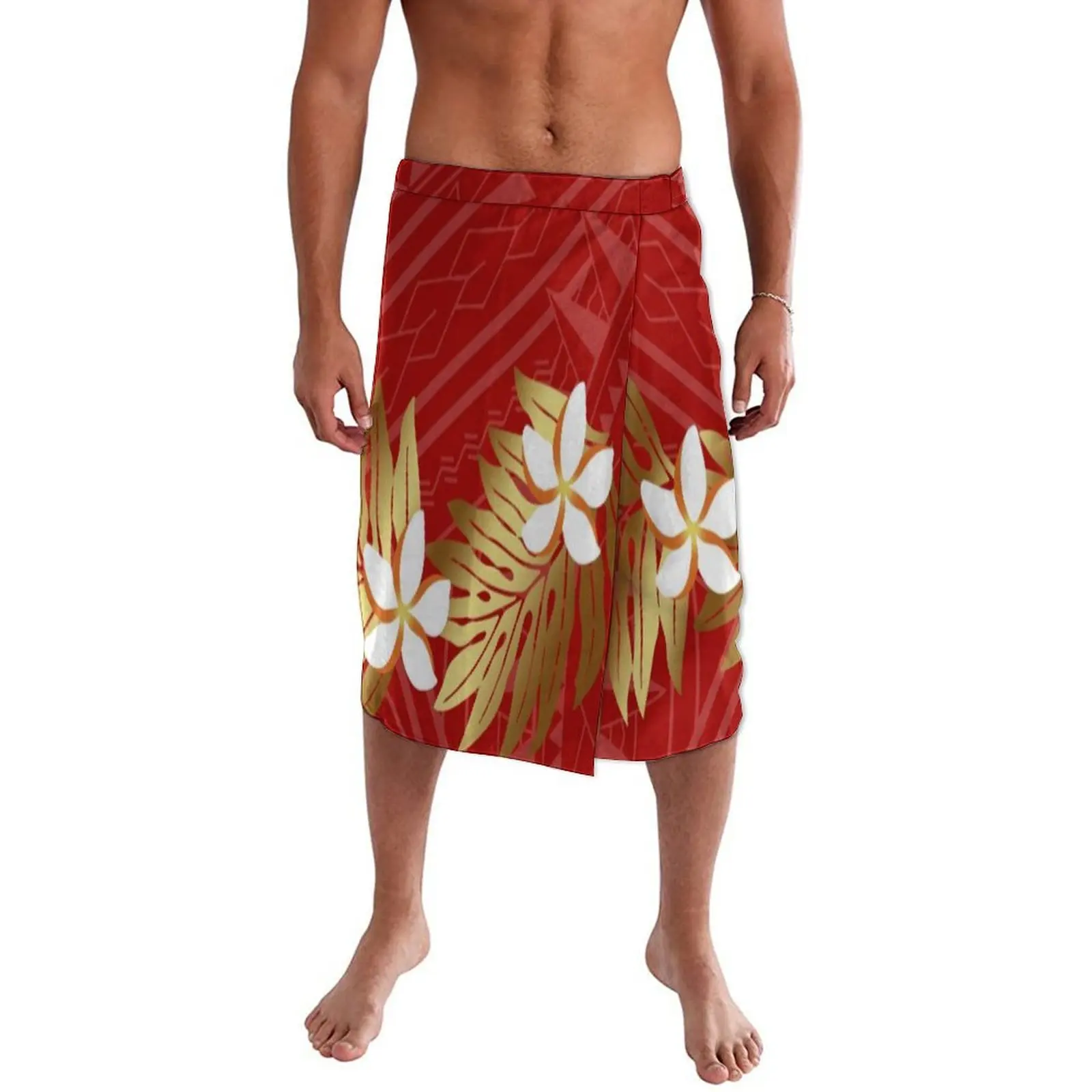 Polynesian Island Customized Men'S Soft And Breathable Midriff Skirt Pacific Trendy Ethnic Lavalava Ie Faitaga Men'S Wrap