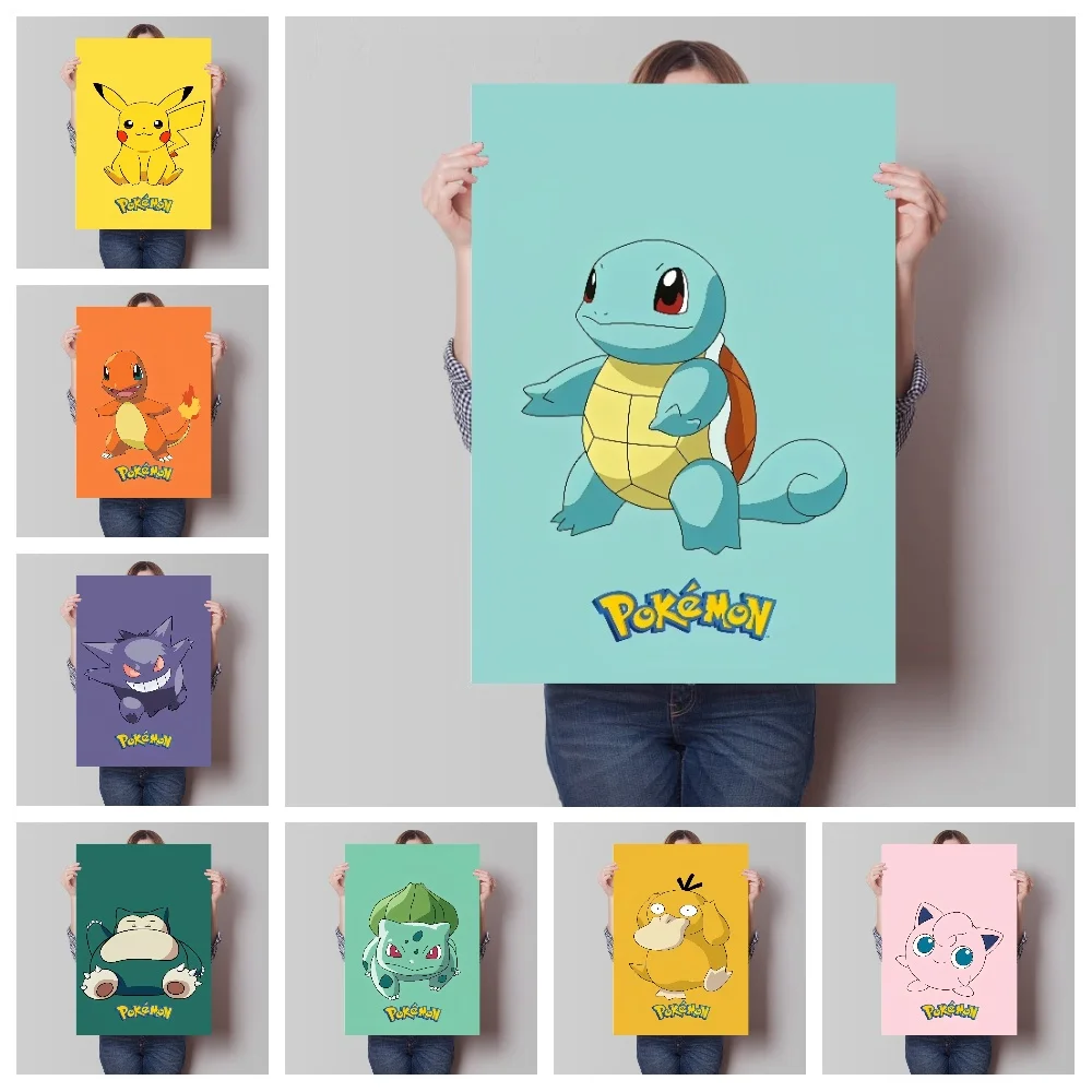 

Anime Pokemon Art HD Picture Bulbasaur Charmander Squirtle Canvas Painting Poster Print Watercolor Wall Home Decor Kids Gifts