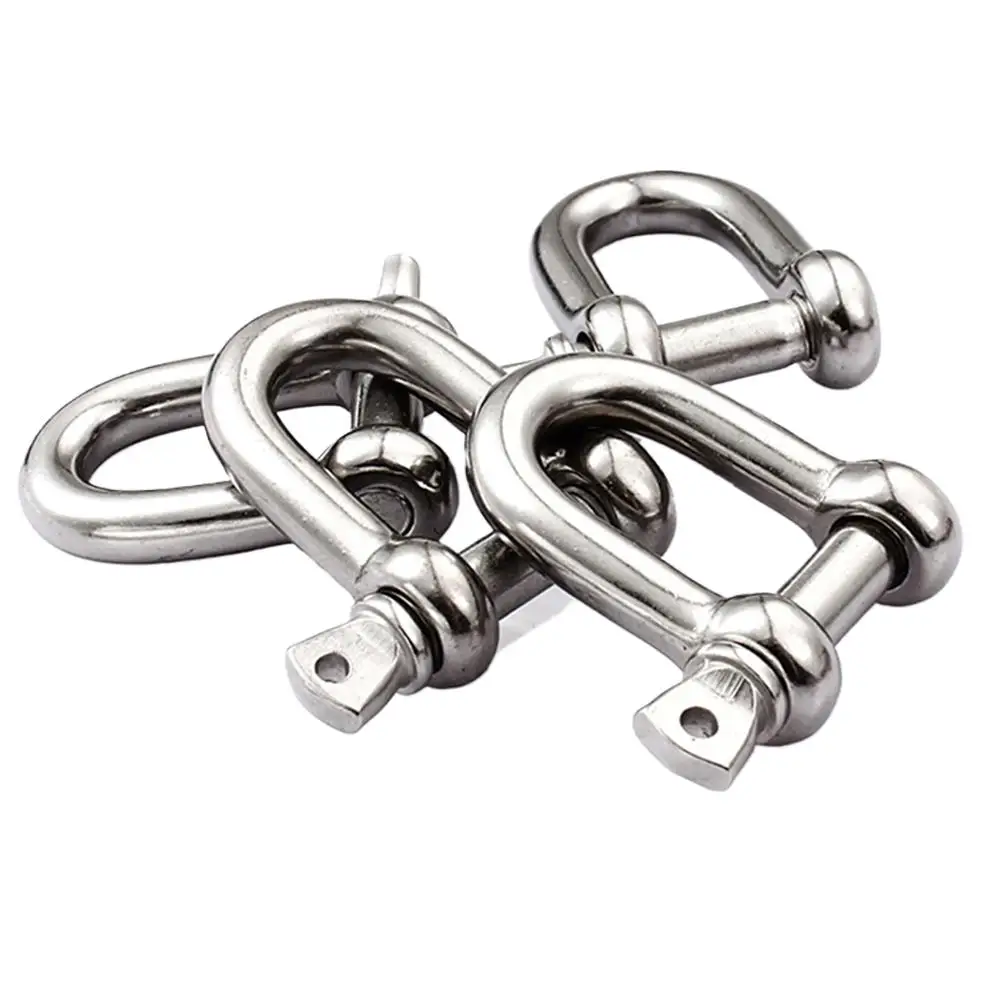 10PCS Stainless Steel U-Bolts Cable Buckle D Shaped Shackle Type U Sling Rope Screw Hook M4/M5/M6/M8 for Secure Fastening