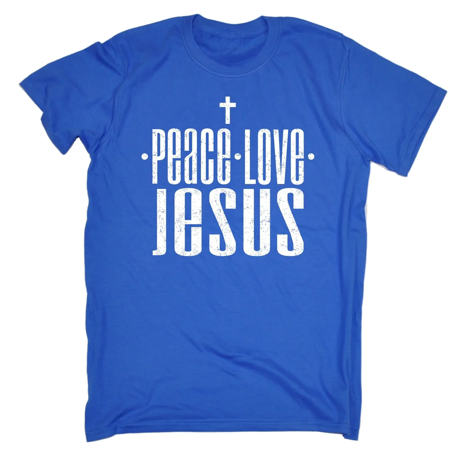 Peace Love Jesus T-Shirt. God Cross Bible Religious Crucifix T-Shirt 100% Cotton O-Neck Short Sleeve Summer Casual Mens T-shirt