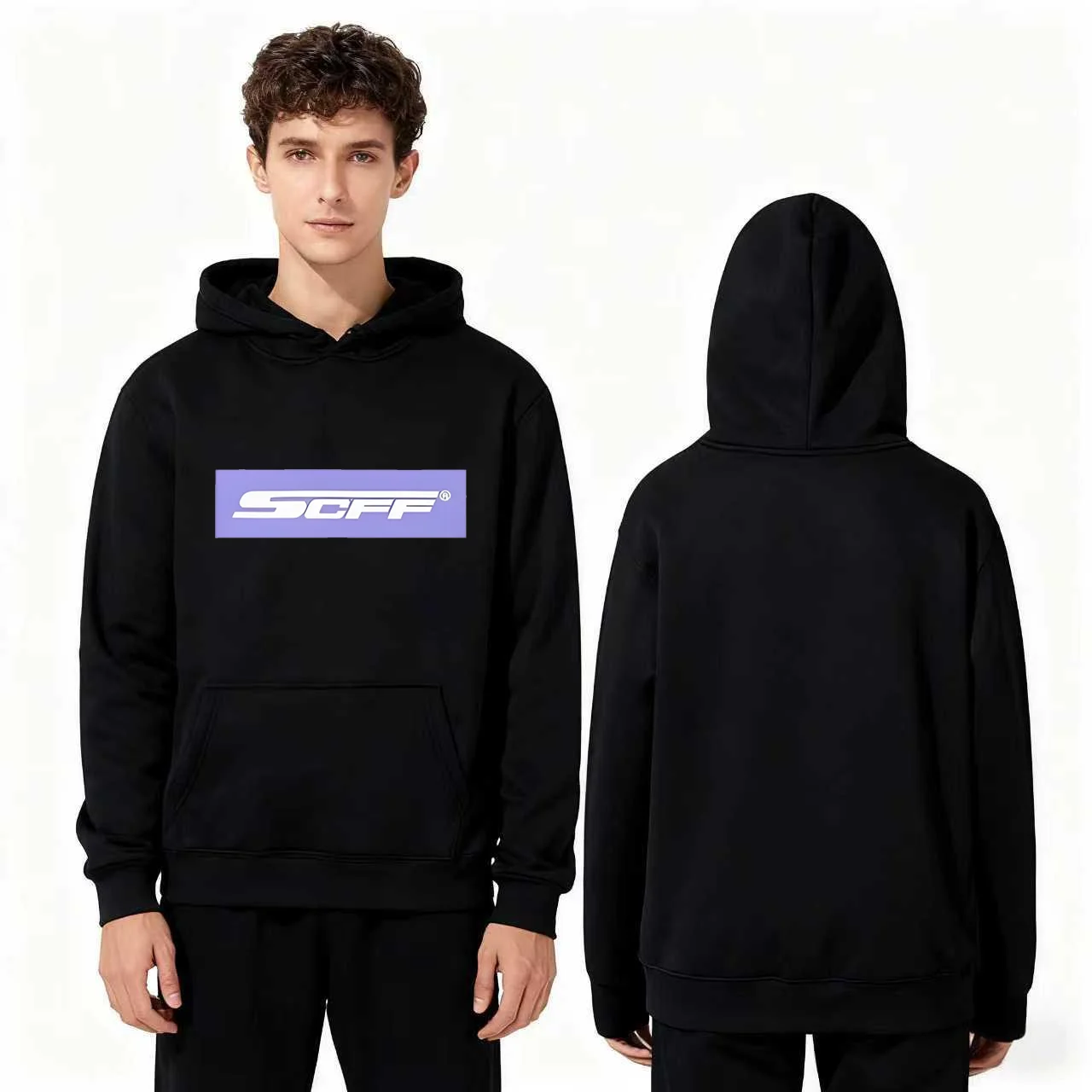 

2025 New SCFF Print 330g Heavyweight Hoodie Unisex Casual Streetwear Sweatshirt Men Women Fashion Pullover