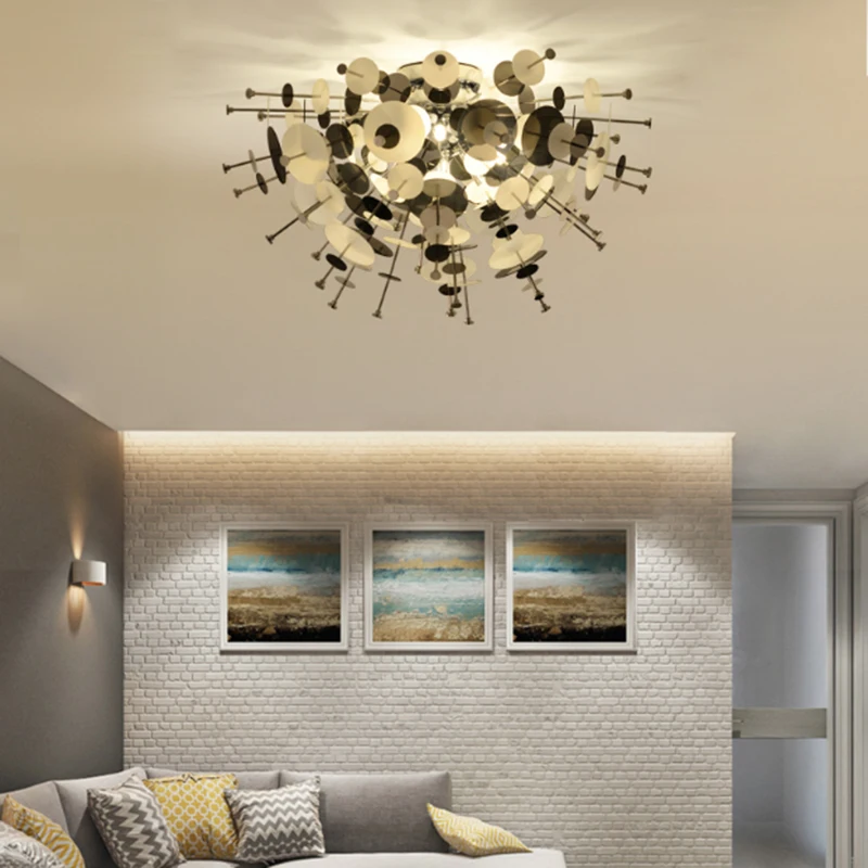 Moderne Eenvoudige Acrylplating Gouden Plafondlamp Vuurwerk Led Slaapkamer Woonkamer Eetkamer G9 Verlichtingshardware Armatuur