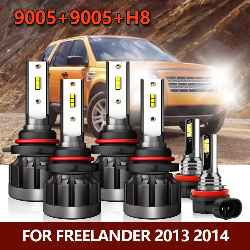 

6x 9005 HB3 LED Headlight Bulbs High/Low Beam + H8 Fog Light Combo Car Conversion Kit For Freelander 2013 2014