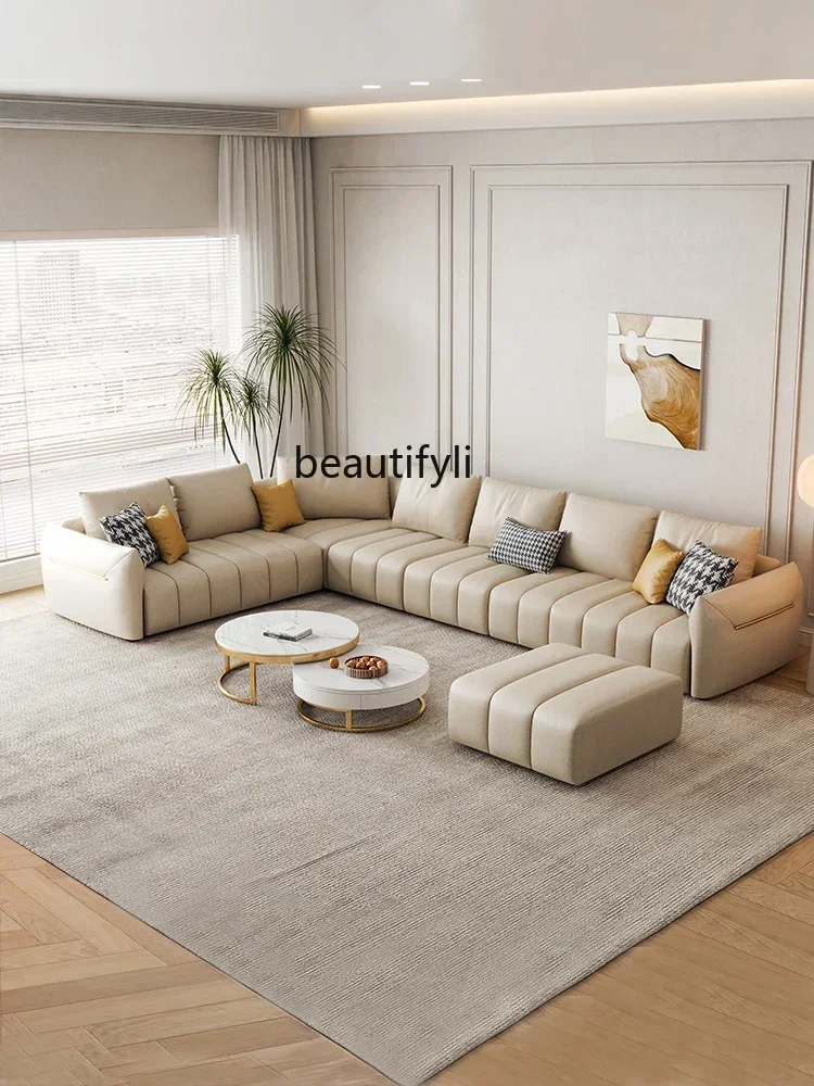 Leave-in technology fabric sofa living room modern light luxury U-shaped corner large apartment Italian piano key combination