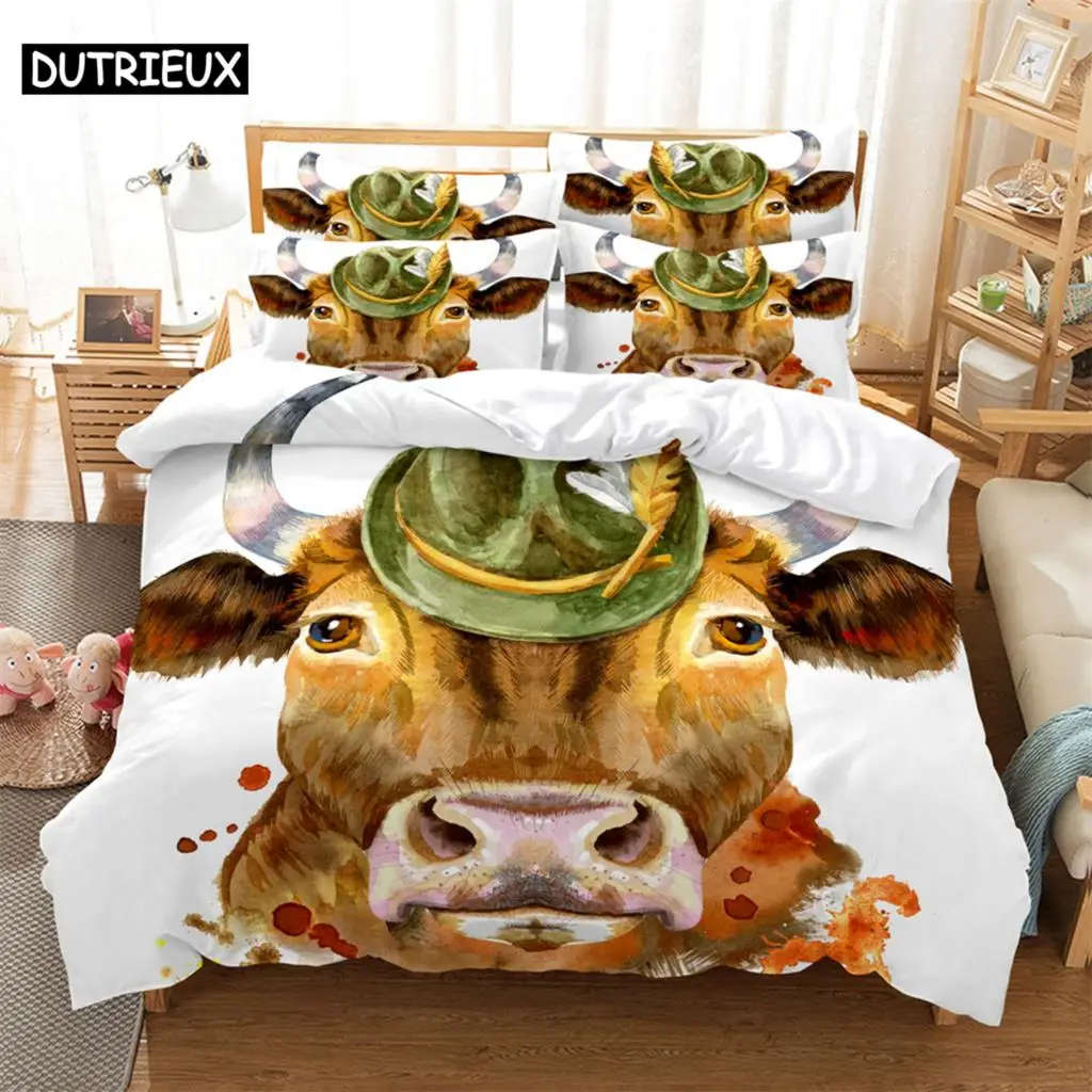 

3D digital printing 2/3pc quilt cover pillowcase double bed set cover quilt Soft Microfiber bedding set Little donkey