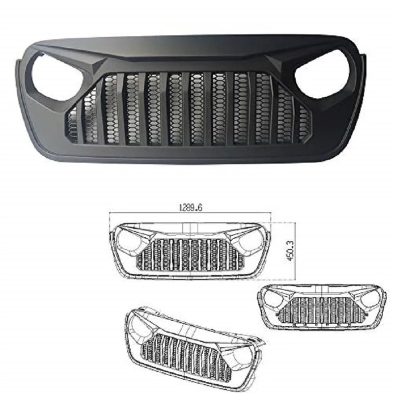 Lantsun لسيارة جيب JL شبكة أمامية من بلاستيك ABS أسود lantsun لسيارة جيب رانجلر JL 2018 + JL1066