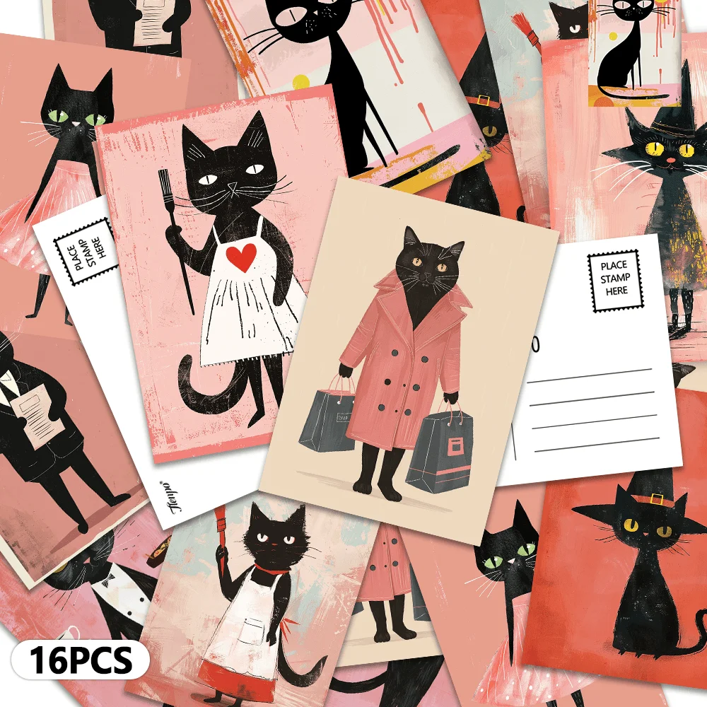 

16pcs cute pet postcards, New Year gifts, Christmas gifts, living room decoration, bedroom decoration, high-quality cardstock