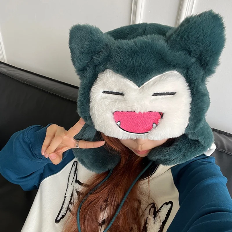 Pokemon's Snorlax Gengar Hat Ski Windbreak Hats Anime Cosplay Cap Outdoors By Bike Caps Cartoon Winter Keep Warm Festival Gift view 6