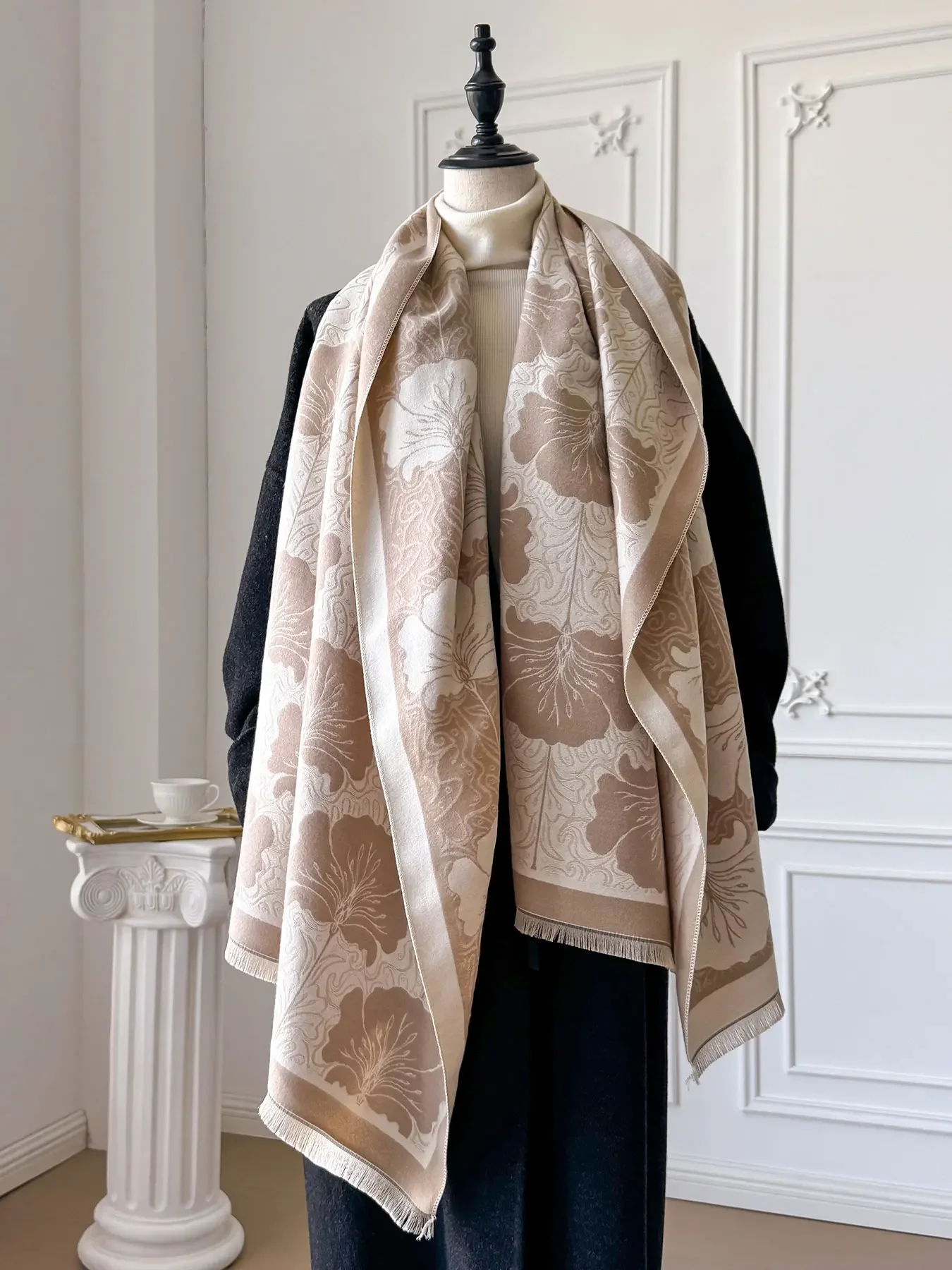 الفاخرة الشتاء فو الكشمير يلتف للنساء وشاح دافئ الباشمينا شال بطانية السفر المعطف الشالات #4