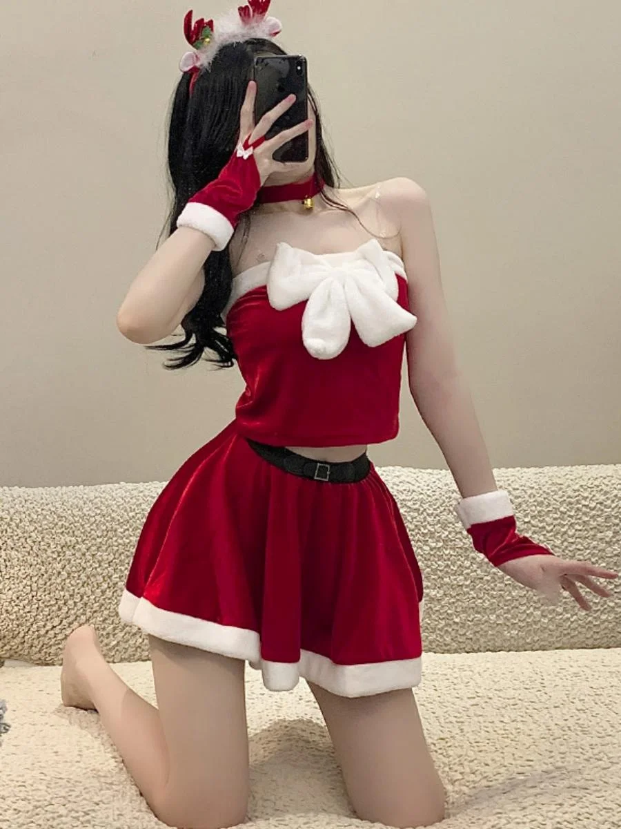 Xian cervos cisas feminino sexy cos ano novo robe doce internet famoso loween desempenho traje conjunto s9 palco outfit