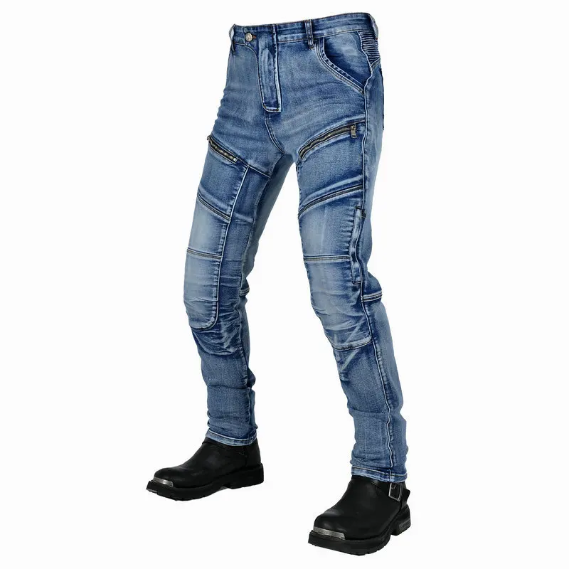 Men Motorcycle Pants Larger Area Aramid Motorcycle Jeans Protective Gear Riding Touring Motorbike Trousers Blue Motocross Jeans