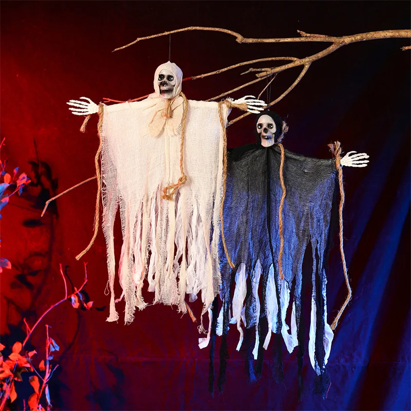 Scary Halloween Hanging Ghost Skull Halloween Party Decoration Hanging Grim Reaper Garden Bar Haunted House Skeleton Prop