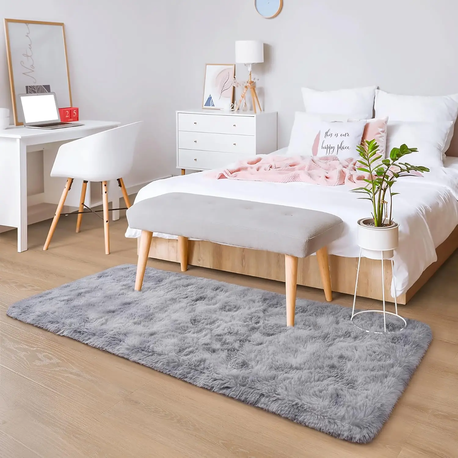 

Chicrug Soft Runner Rugs For Bedroom Living Room Plush Fluffy Rug 2X10 Feet, Shag Furry Area Rug Carpet Non Shedding For