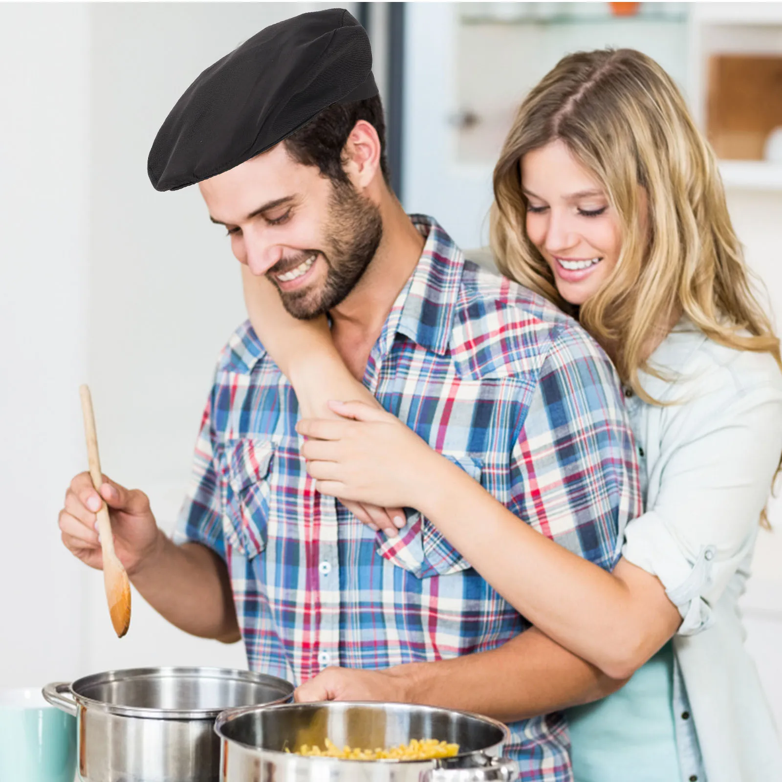 Chapéu de chef unissex de algodão, boné de trabalho de cozinha para restaurante, padeiros, garçadores, boina, uniforme de catering