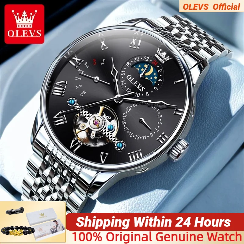 

Мужские Водонепроницаемые механические часы-скелетоны из нержавеющей стали с календарем