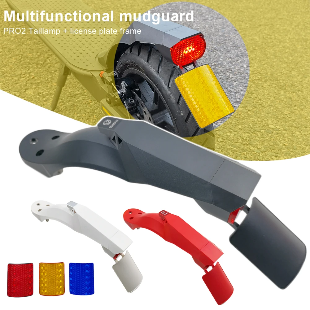 Electric Scooter Rear Fender PRO2 Taillight Kit Tire Mudguard with Adjustable License Plate Holder for Xiaomi M365/Pro/Pro2