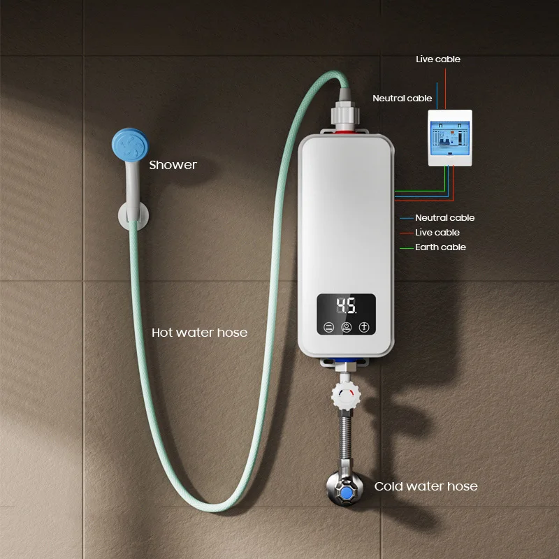 スマートミニ5500W電気温水器 家庭用 シャワー/バス用 インスタント瞬間湯沸かし器