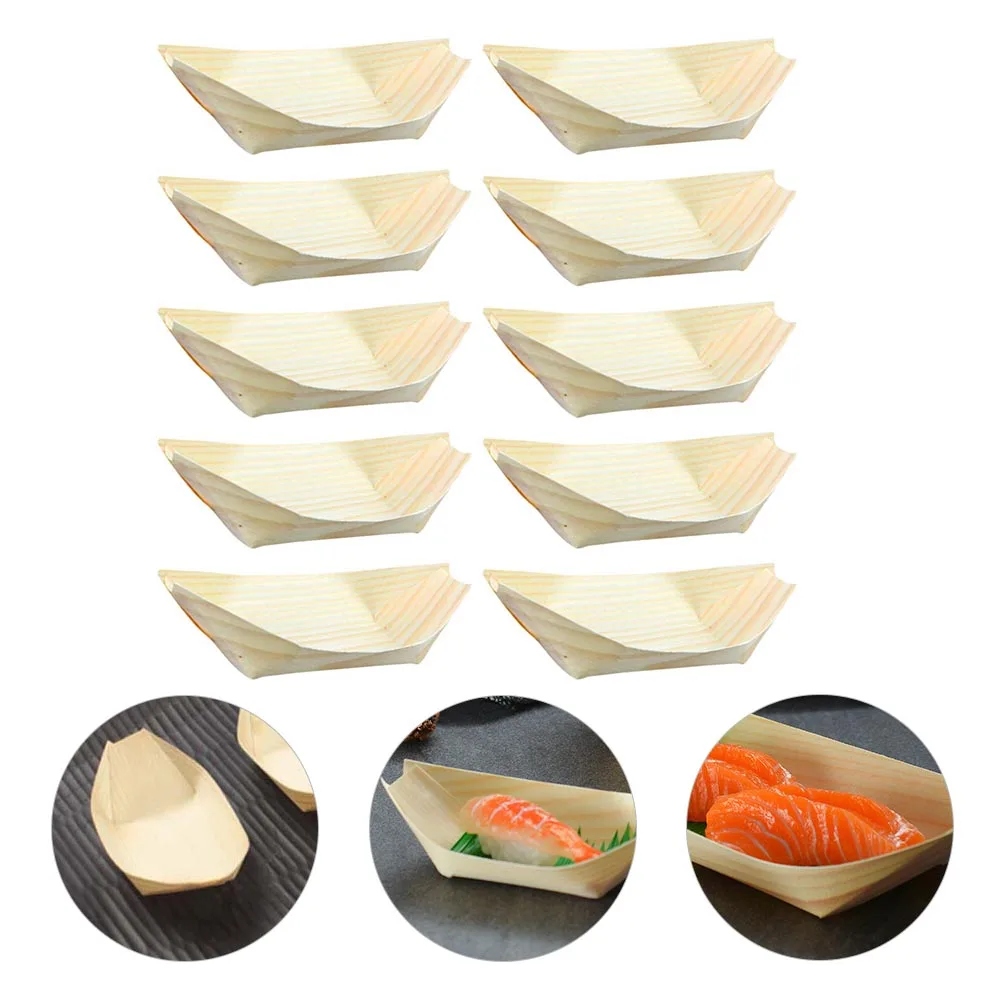 

50 Pcs Sushi Kayak Mini Food Boat Tool Display Boats Wood Serving Trays Work Small