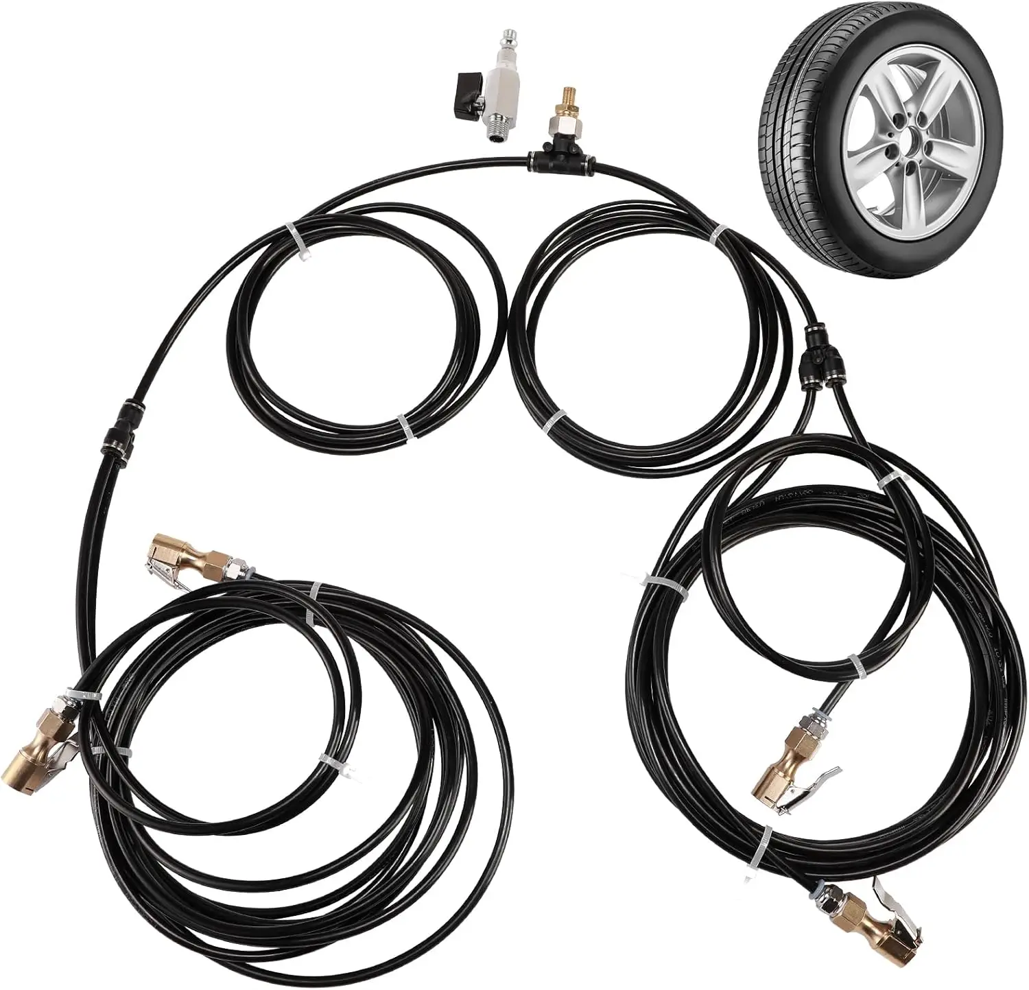 

4-Way Tire Inflation System with Closed Flow Chuck for Cars,Trucks & Off-Road Vehicles-Compatible with HPA Tanks and Compressors