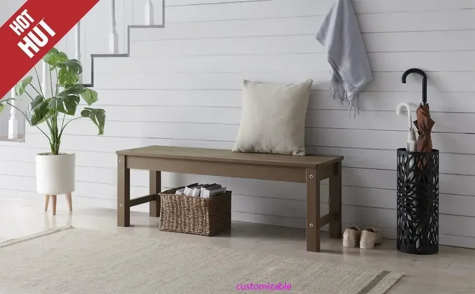 

Садовая скамья без спинки из полимерного дерева для двоих, всепогодная, не гниет и не выцветает