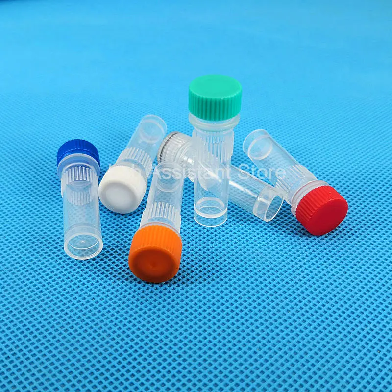Tubos de congelaciรณn PP para laboratorio, viales criogรฉnicos de fondo plano, 10x40mm, 1ml, 500 unidades por lote