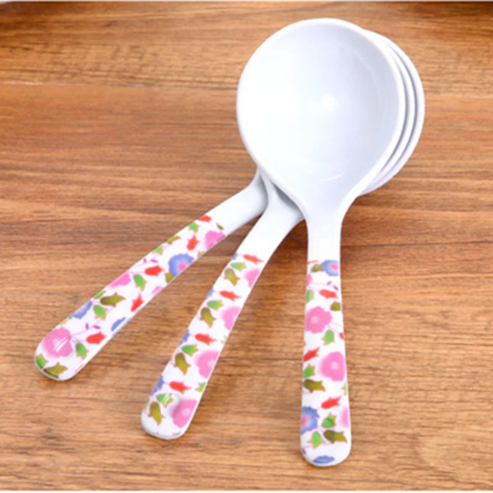 Фото 5 шт. большая пластиковая ложка для супа, имитация керамики, посуда Bpa с длинной ручкой для супа, каши, рисовой половник, совок