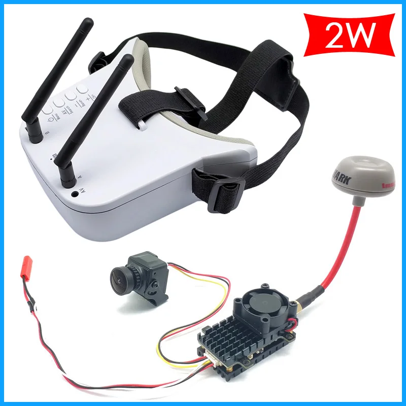 

5.8G 48CH Dual Antennas FPV Goggles Monitor Video Glasses Headset HD with 2000mW VTX Transmitter and 2.5 CMOS 1200TVL fpv camera