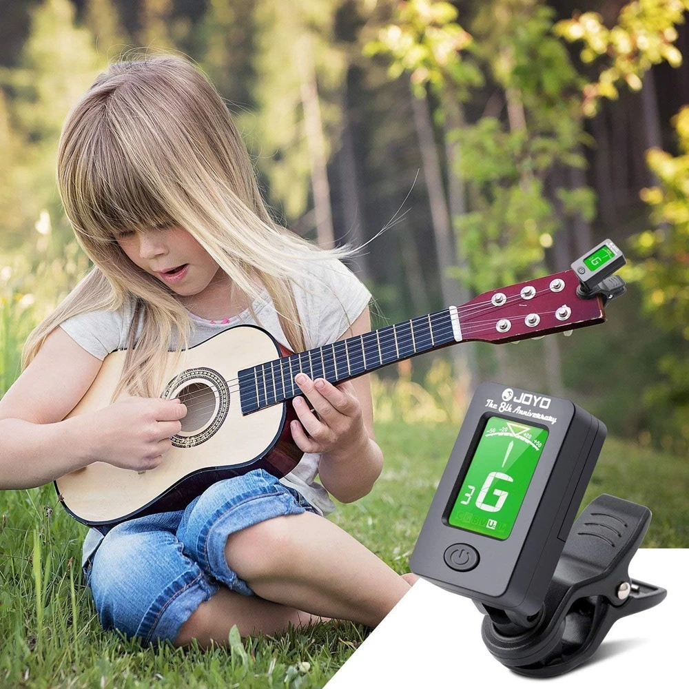Clip On Guitar Tuner For All Instruments, Ukulele, Guitar, Bass, Mandolin, Violin, Banjo with LCD Display(1pcs tuner&4pcs Picks)