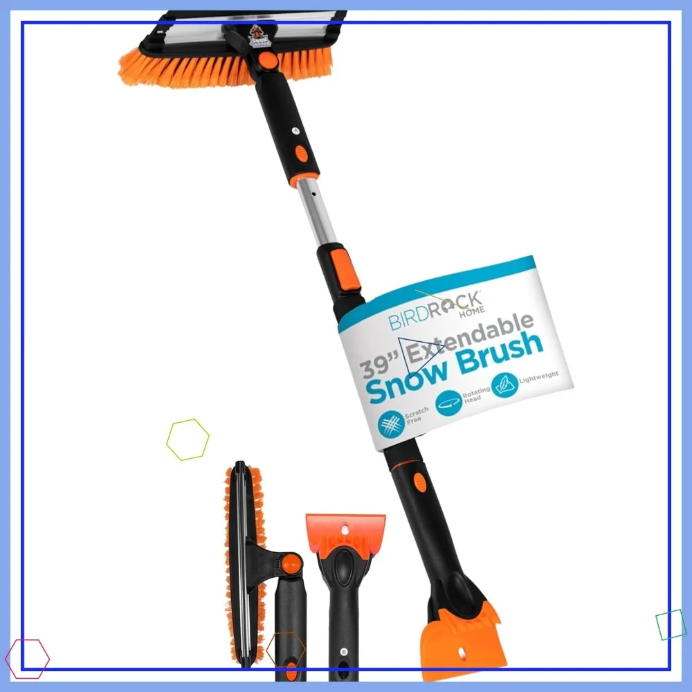 

39-дюймовая выдвижная щетка для уборки снега со скребком и ледорубом, с пенопластовой ручкой для автомобилей, грузовиков и внедорожников